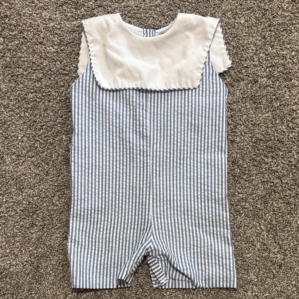 Charming Blue and White seersucker Jon Jon